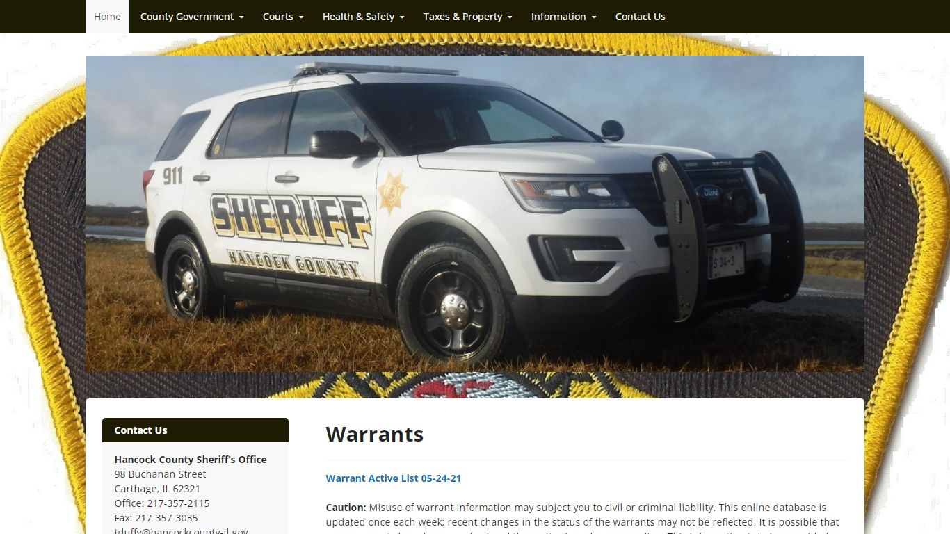 Warrants - Hancock County, Il