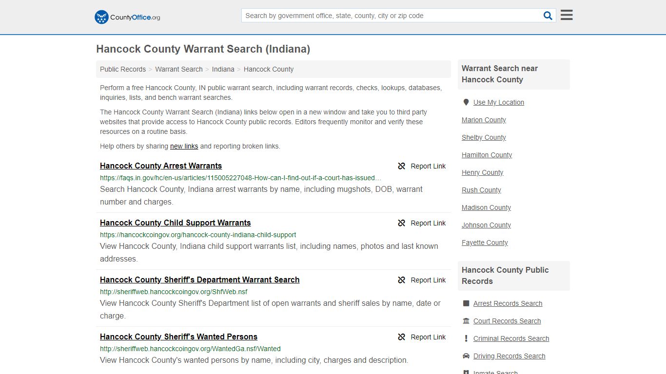 Warrant Search - Hancock County, IN (Warrant Checks & Lookups)