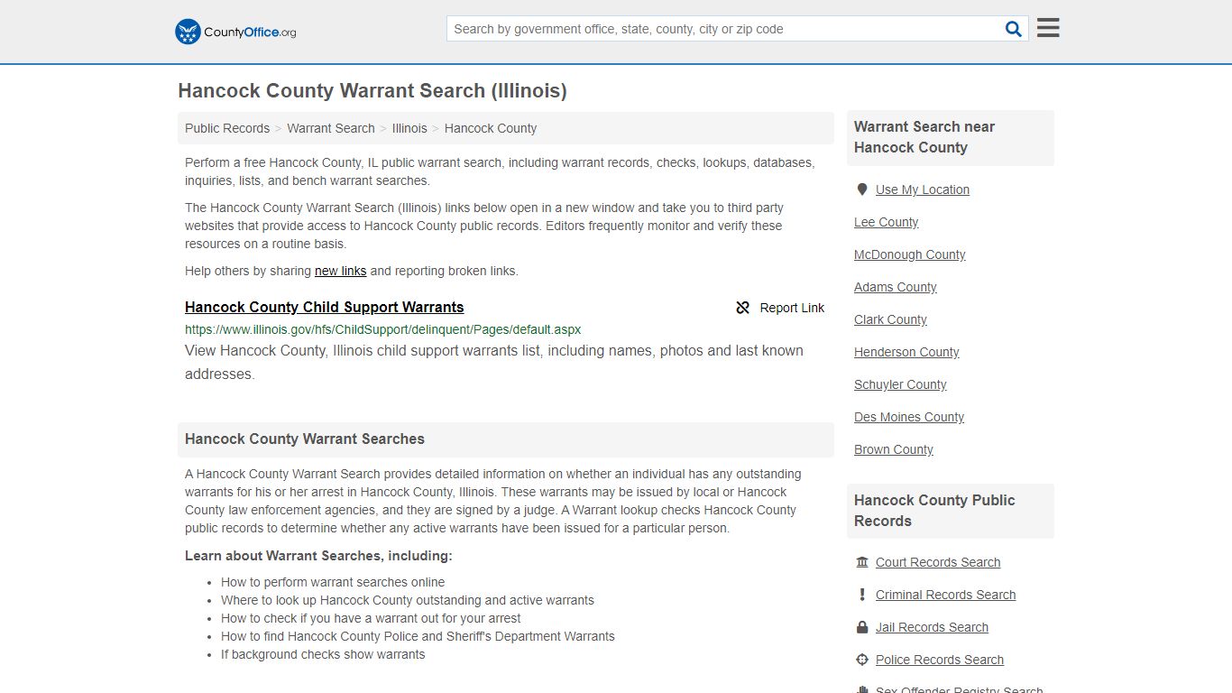 Warrant Search - Hancock County, IL (Warrant Checks & Lookups)