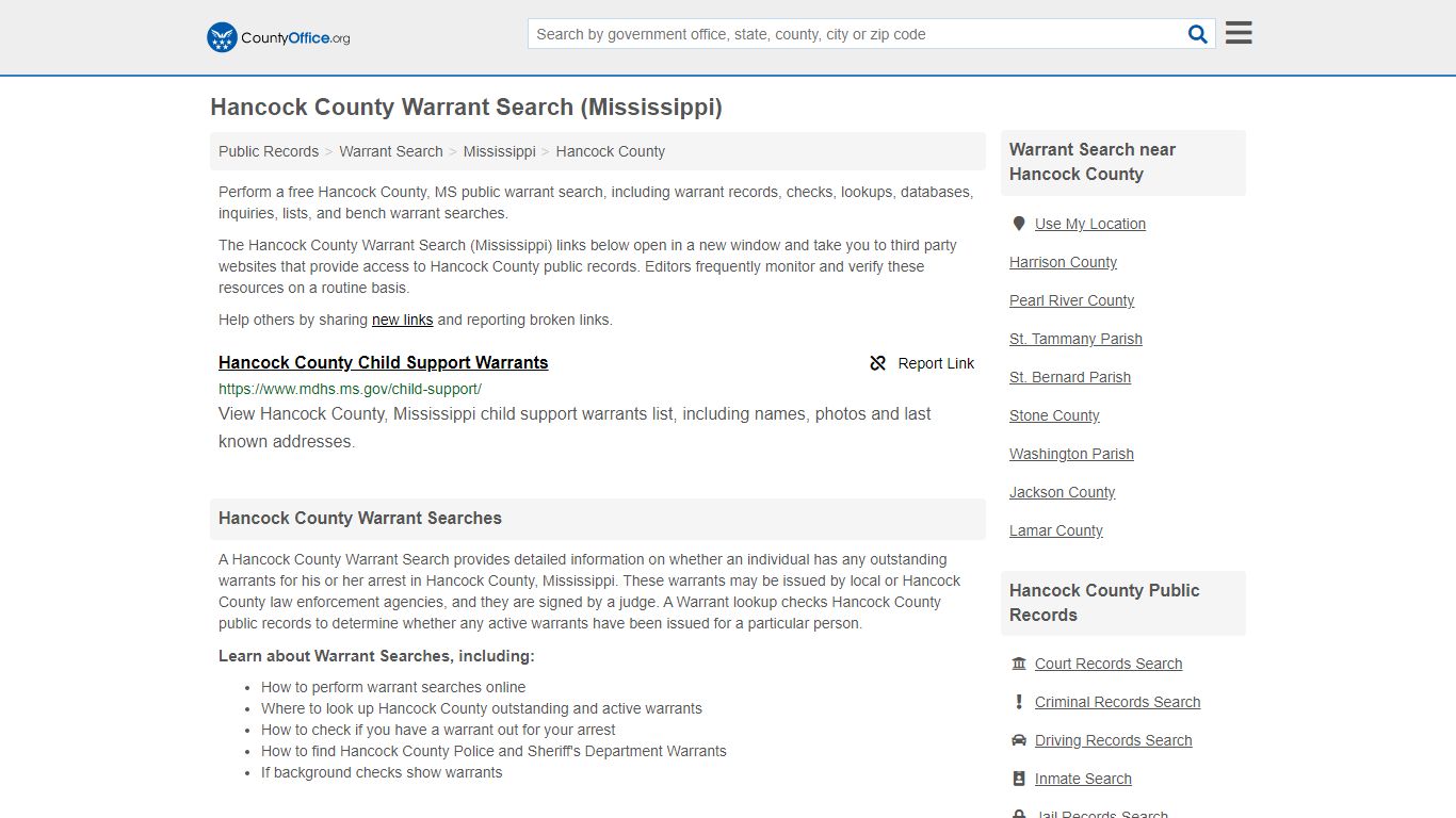 Warrant Search - Hancock County, MS (Warrant Checks & Lookups)